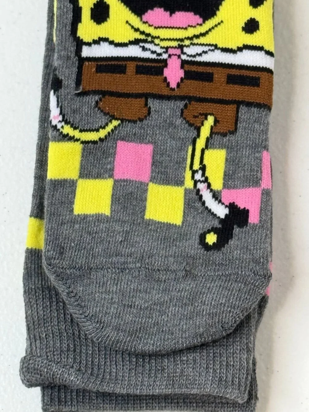 SpongeBob SquarePants Gray Crew Socks Novelty Cartoon One Size